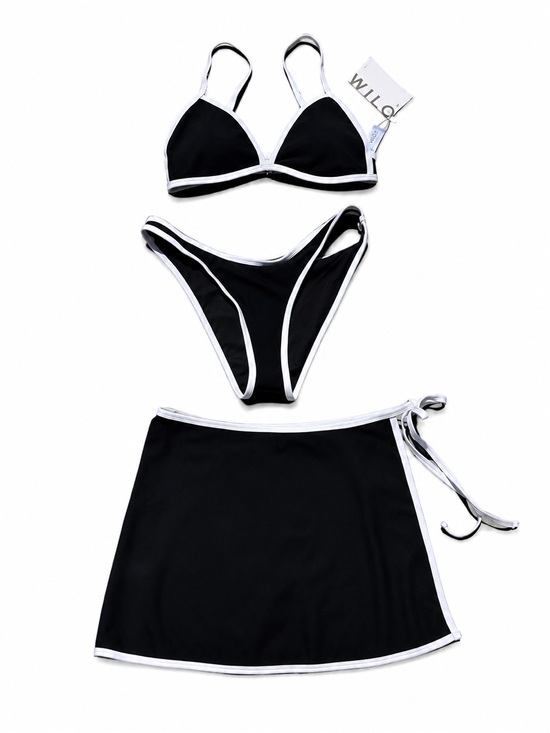Wilo The Label Other - Black Triangle Swim Bra with White Trim - Women Swim Bra